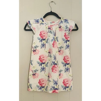 Vestido Gap Kids inglês rosa floral mistura de linho manga esvoaçante forrado tamanho 5 - Imagem 1 de 4