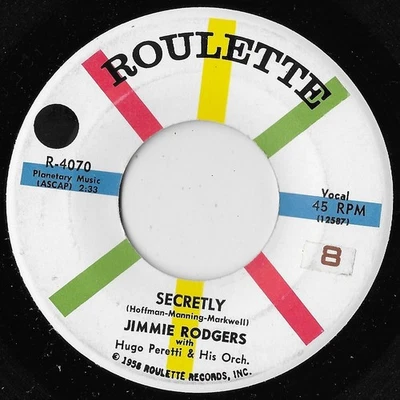 Secretly / Make Me A Miracle / Jimmie Rodgers  VG+ - Image 1 of 2