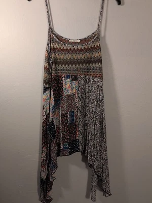 Camiseta sin mangas caballete para mujer grande retazos correa de espagueti con pañuelos a mano Foto 1 de 4