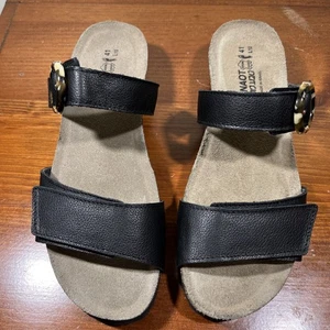 Naot Damen-Sandalen ANABEL Keilabsatz schwarz weiches Leder Größe 41/US 10 Korksohle neu im Karton - Bild 1 von 9