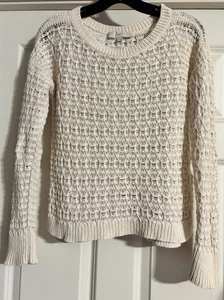 74,50 $ LOFT Boho Baumwolle kastig Größe XS gerippter Besatz lockerer Webpullover Strick  - Bild 1 von 11