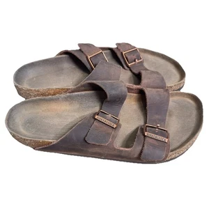 Birkenstock Arizona Slide Sandals Brown Men Size 11-12 US EU 44 Oiled Leather - Picture 1 of 6