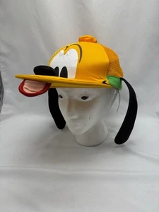 Disney Parks Pluto Plush Face Trucker Hat Cap Snapback Adult Ears Nose Mesh - Picture 1 of 4