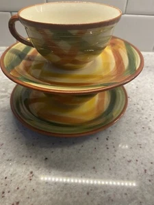 Set of 2 Metlox-Poppytrails Vernon Kilns Vernonware Homespun Cup and Saucer - Picture 1 of 8