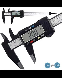 Pinza Vernier digitale 150 mm micrometro strumento di misura righello nero pollici/mm - Foto 1 di 6