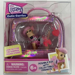 Real Littles Cutie Carries Pink Shiny Carrier Chihuahua & Accessories - Picture 1 of 7