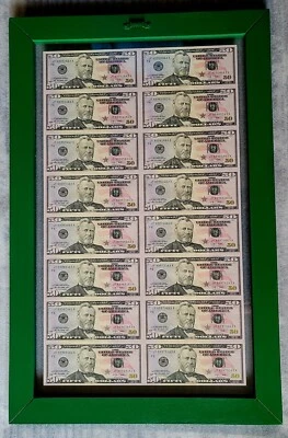 2009 $50 Uncut Sheet (16) Atlanta. In a 2-sided UV protected plexiglass frame. - Image 1 of 2