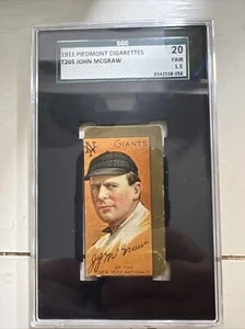 1911 T205 John McGraw - New York Giants - HOF - SGC 1.5 Miscut Print Error - Picture 1 of 7