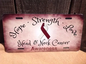 Hope Strength Love Head Neck Cancer Awareness Ribbon Auto Truck License Plate - Bild 1 von 1