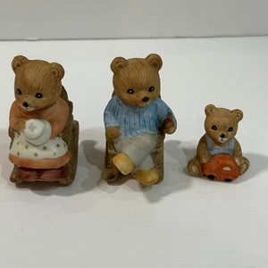 3 statuine orso porcellana HOMCO sedie a dondolo mamma papà auto bambino #1470 - Foto 1 di 8