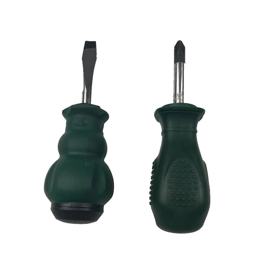 2pcs Short Stubby Metal Slotted Screwdriver Ultrashort Screw Driver Hand Tool - Image 1 of 4