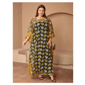 long dress African women's two-piece set Plus Size clothing lace embroidered - Picture 1 of 10