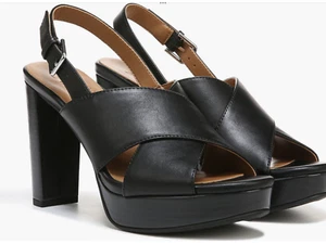 Nueva Sandalia Naturalizer Para Mujer Nylah Tacón Bloqueado Plataforma Negra 8W-ANCHO RARO - Imagen 1 de 6