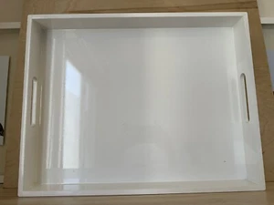 West Elm Lacquer Wood Tray Rectangle White 18" x 14" x 2.25" - Picture 1 of 4