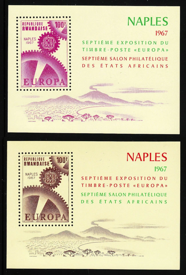 Ruanda 1967 Europa Philatelic Exhibition Scott #208 - 209 Perfeito Estado Novo em folha Conjunto de 2 P/S - Imagem 1 de 1