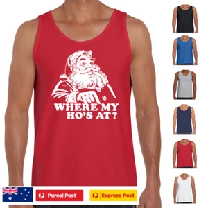 Funny Christmas t shirt Where My Ho's At Santa T-Shirts Xmas tshirt Chrissy tees - Picture 1 of 26