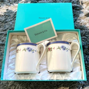 Tiffany & Co. Floral Pair Mug Cup Box Set Flower Pattern Teacup Tableware Japan - Picture 1 of 5