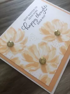 Karten 4er Set Stampin Up Art Gallery Peekaboo Peach Happy Thoughts - Bild 1 von 2