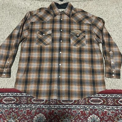 Jesse James Shirt Men's Large Brown Plaid Button West Coast Choppers Work Wear - Image 1 of 4