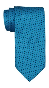 Italo Ferretti Satin Blue Geometric Tie - Picture 1 of 1