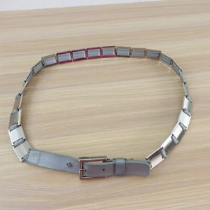 Studded Women Belt Medium Gray Chain Leather Waist Metal Metallic Technowear - Picture 1 of 14