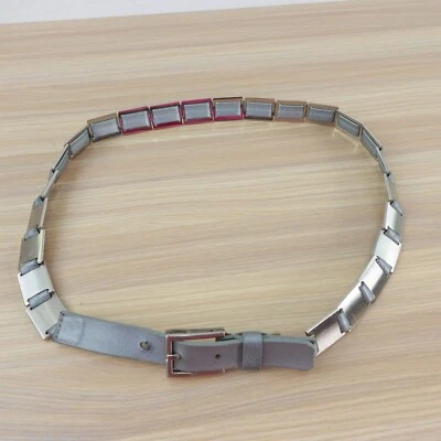 Studded Women Belt Medium Gray Chain Leather Waist Metal Metallic Technowear - Image 1 of 4