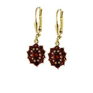 Paar 9mm Blumen Granat Brisur Ohrhänger 333 8k Gelbgold Ohrstecker Ohrringe 9209 - Picture 1 of 1