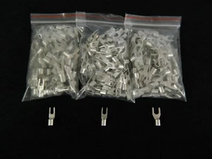 75 PK 18-22 GAUGE UNINSULATED SPADE CONNECTORS 25 PCS EACH #6 #8 #10 TERMINALS - Picture 1 of 4