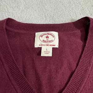 Brooks Brothers Maglione Uomo XL Rosso Rosso Pile Scollo a V L/S Pullover Lana Merino - Foto 1 di 7