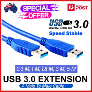 Fast USB 3.0 Super Speed Data Connection Cable Type A Male to A Male M-M Cord AU