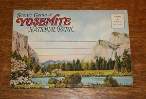 1930s SCENIC GEM YOSEMITE NATIONAL PARK CA FOLIO POSTCARD WATERFALL MERCED RIVER - Picture 1 of 12