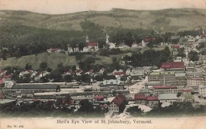 Postcard - St. Johnsbury, Vermont Bird's-Eye View showing Rail Yard & Trains - Picture 1 of 2