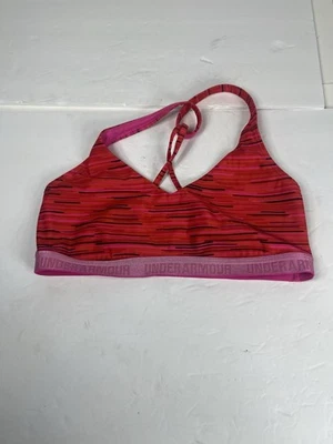 Sujetador deportivo de compresión Under Armour para mujer con tiras, rosa pequeño reversible Foto 1 de 4