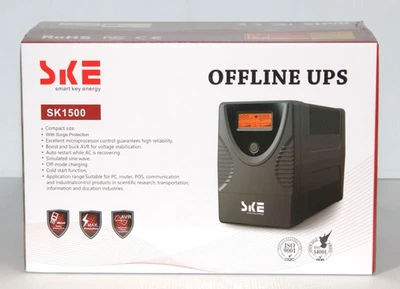 SKE | SK1500 | 8-Outlets 1500VA/900W Offline UPS - Surge Protection - New - Image 1 of 4