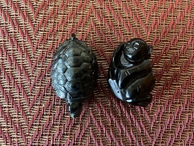 黑珊瑚Netsuke古董套装 — 第 1/4 张图片