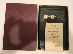 Vintage Heilige Bibel ROTER BRIEF MEISTERKUNST Ausgabe King James Leder 1913 Daumenindex - Bild 1 von 17