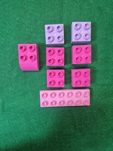 Lego Duplo Multi Color Bricks Building Blocks Assorted  Lot of 8, Pink/ Purple  - Picture 1 of 2