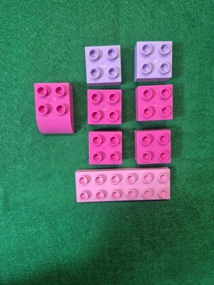 Lego Duplo Multi Color Bricks Building Blocks Assorted  Lot of 8, Pink/ Purple  - Image 1 of 2