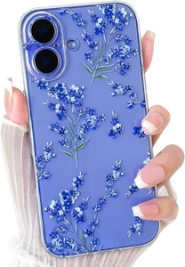 Funda NITITOP Compatible con iPhone 16 Linda Flor Transparente Diseño Artístico Floral - Imagen 1 de 5