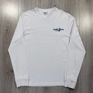 Tommy Hilfiger Long Sleeve T-shirt Size M Men’s Front Back Graphic Print White - Picture 1 of 13