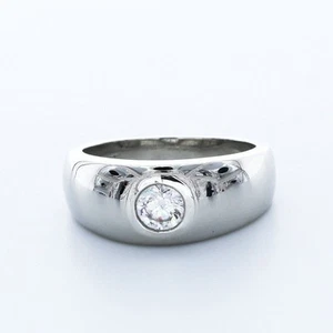 0.75ct F SI1 Round Cut Earth Mined Certified Diamond 14K Gold Classic Men's Ring - Picture 1 of 8