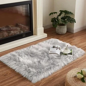 Alfombra de piel de oveja sintética SXYHKJ, gris suave mullido 75 x 120 cms - Imagen 1 de 3