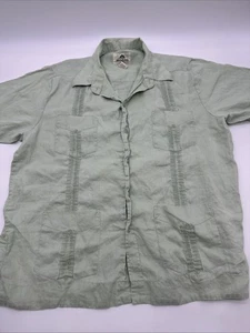 Mojito collection 100% Linen Button Up Shirt Men 2x Green Pocket Logo.#33776 - Picture 1 of 8