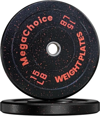 15Lb 2" Rubber Barbell Olympics Weight Plate for Weight Lifting Home Gym Workout - Image 1 of 4