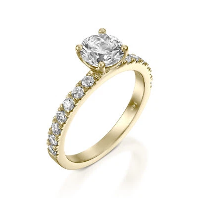 0.85 CT Certified Round Cut Diamond Engagement Ring 18K Yellow Gold H/SI2 - Image 1 of 4