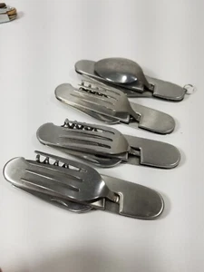 4 in 1 Tableware Fork/Spoon/Knife/Bottle Opener Camping Stainless Steel LOT - Picture 1 of 3