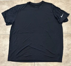 Nike Tee Dri-Fit Black w/ White Swoosh Adult 2XL Extra Large NEW Plain Blank - Picture 1 of 3