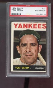 1964 Topps #21 Yogi Berra PSA AUTH Graded Baseball Card MLB New York Yankees - Picture 1 of 2