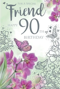 Friend 90th Birthday Card 90 Today Flowers Happy Lovely Verse - Imagen 1 de 2