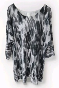 Jones NY Woman Silk Blend Sweater Plus Size 2X Black Gray 3/4 Sleeve Lightweight - Picture 1 of 13